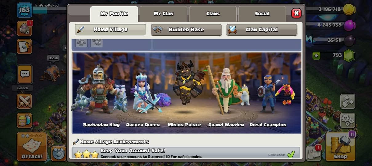 السلام عليكم ورحمة الله وبركاته
قرية للبيع تاون 16 شبه ماكس 
المعدات مثل ما واضح كلها شبه ماكس ولفلات عالية وموجودة كل المعدات المهمة والقوية
عامل 6 مباقي بس تطور أي ملك من القرية الليلية 3 مرات ويفتح
مظاهر ملوك وقرية خير من الله 
السعر: 60الف ماستر ربط سوبر تحويل على ايميلك

-
طرق دفع ماستر 💵 
رقم الهاتف: ***********
