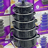 طقم قدور مينا • ٥ قطع • مقاوم للحرارة