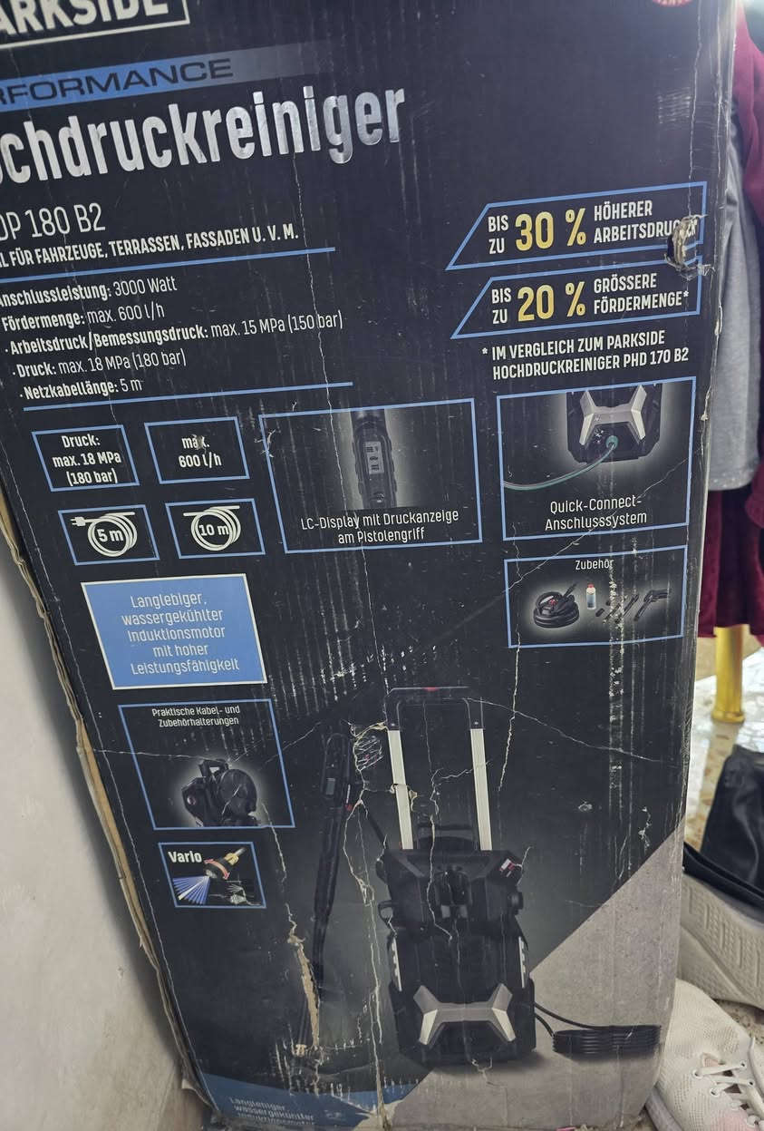 3000 واط 
180 بار حقيقي 
600 لتر/ساعة
لمزيد من المعلومات الاتصال على *********** او واتساب
