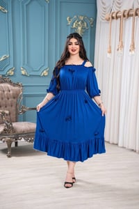 فستان ساحلي • زبدة تركي • فري سايز ١١٠ك