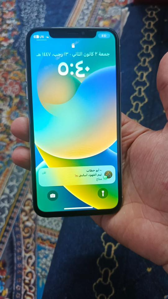 سلام عليكم ايفون اكس 
ذاكره٢٥٦✅
شاشه مبدله نوعيه زينه✅
بطاريه مبدله تفصيخ✅
شغال سيمكارت فرمت حدث عادي ✅
جهاز يخبل شحنه كلش قوي 
فقط عطل واحد فو فيس ايدي جان يشتغل بس فلات مال فيس ايد انكطعت بس تبدلت فلاته (١٠) الف يرجع يشتغل غير كله شغال سعره (140) مكاني الاعضميه فقط اتصال ***********
