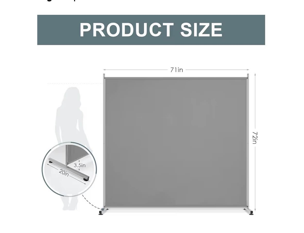 RANTILA Single Large Panel Room Divider, Privacy Screen For Office, Partition Separators, Freestanding Divider 71''W X 69.5''H, Grey Irving, TX


**إذا كنت صاحب هذا الإعلان وتريد حذفه لأي سبب، رجاءا أرسل رسالة إلى الدعم الفني**