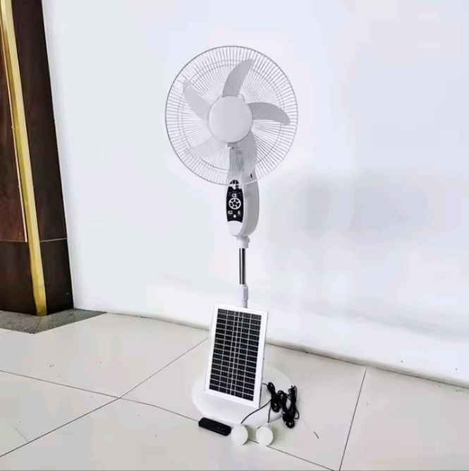 المروحة:
 • نوع: مروحة قائمة بقاعدة ثابتة
 • قطر الشفرات: 16 إنش
 • شفرات: 5 شفرات بلاستيكية متينة
 • مستويات السرعة: 3 سرعات
 • التحكم: ريموت كنترول
 • زاوية التهوية: قابلة للتعديل
 • اللون: أبيض
 • ✅ نظام الطاقة:
 • مصدر الطاقة: لوح طاقة شمسية + كهرباء منزلية
 • لوحة شمسية: قدرة عالية لتحويل الطاقة الشمسية إلى كهرباء
 • بطارية داخلية قابلة للشحن: تدوم لفترات طويلة
يوجد خدمة توصيل لجميع المحافظات بغداد, العراق


**إذا كنت صاحب هذا الإعلان وتريد حذفه لأي سبب، رجاءا أرسل رسالة إلى الدعم الفني**