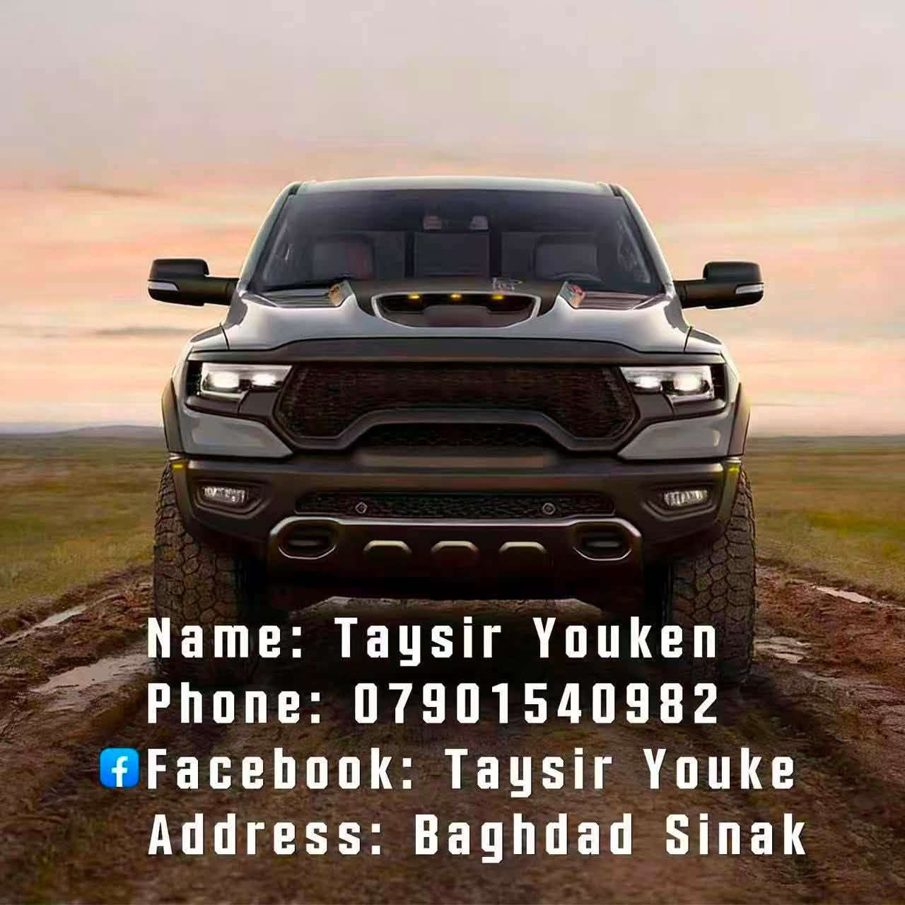 محل تيسير يوكن 

قطع غيار سيارات امريكي 

العنوان : بغداد سنك مقابل كراج طوابق 

محل تيسير يوكن 

وصول وجبه جديده 

غطاء بدي 4 طبقات كامل مع ملحقاته 

رام 2019-2026 

*********** 
متوفر خدمه توصيل لجميع المناطق والمحافظات
