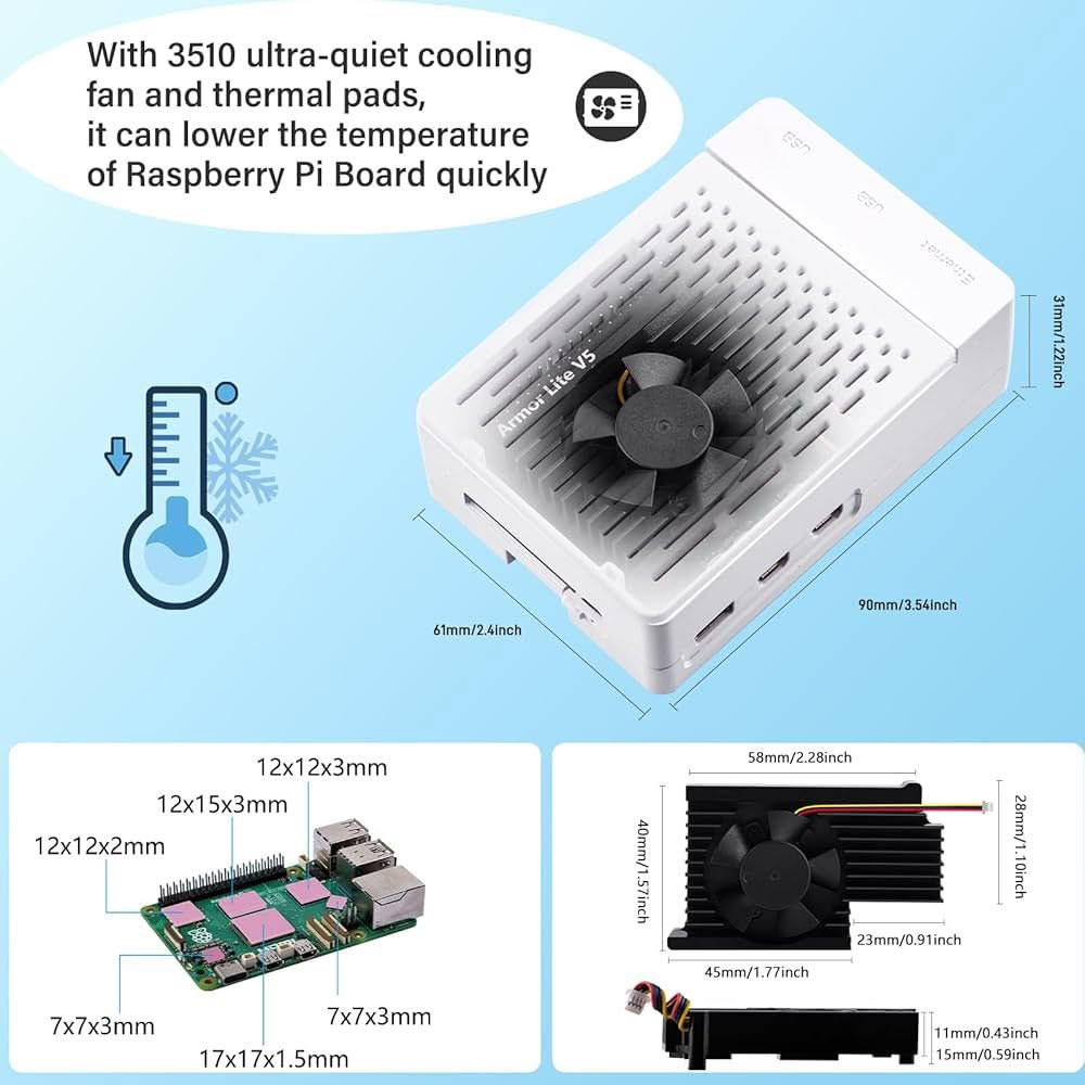 فان + هيتسنك رازبيري باي 5 
Fan cover Raspberry Pi 5 
اللون ابيض 
جديد غير مستخدم


**إذا كنت صاحب هذا الإعلان وتريد حذفه لأي سبب، رجاءا أرسل رسالة إلى الدعم الفني**