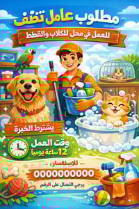عامل منظف • خبرة بالكلاب والقطط • أربيل عينكاوه