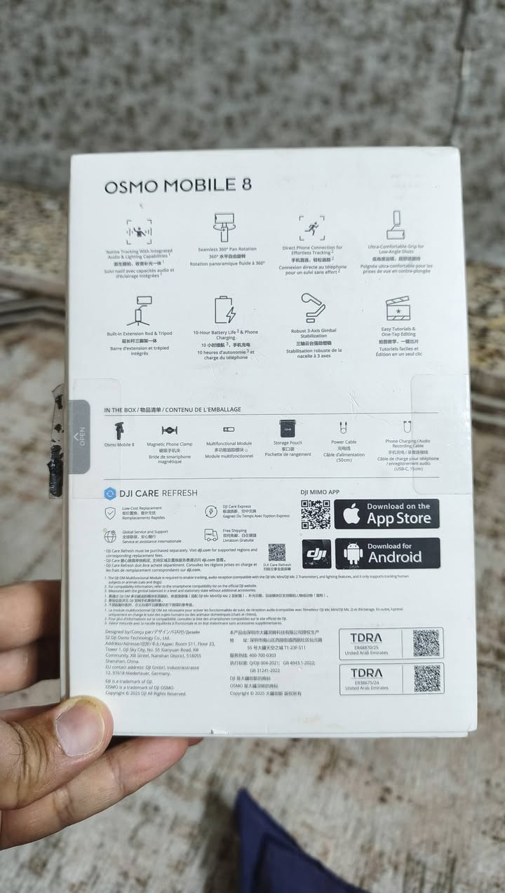 للبيع DJI Osmo Mobile 8 📸✨
مثبت احترافي للجوال بحالة ممتازة.
المواصفات:
✅ تتبع ذكي مدمج مع إمكانيات إضاءة.
✅ دوران بانورامي 360°.
✅ اتصال مباشر بالهاتف لتتبع سلس.
✅ قبضة مريحة للتصوير لفترات طويلة.
✅ عصا سيلفي وحامل ثلاثي (Tripod) مدمجين.
✅ بطارية تدوم حتى 10 ساعات مع إمكانية شحن الهاتف.
✅ مثبت ثلاثي المحاور (3-Axis Gimbal) لتصوير ثابت واحترافي.
✅ يدعم تطبيق DJI Mimo مع شروحات سهلة.
المحتويات:
جهاز Osmo Mobile 8
ماسك مغناطيسي للهاتف
الوحدة متعددة الوظائف
حقيبة حفظ
كيبل شحن
كيبل شحن/صوت للهاتف
💰 السعر: 175 ألف .قفل.
للجادين فقط، التواصل خاص.


**إذا كنت صاحب هذا الإعلان وتريد حذفه لأي سبب، رجاءا أرسل رسالة إلى الدعم الفني**