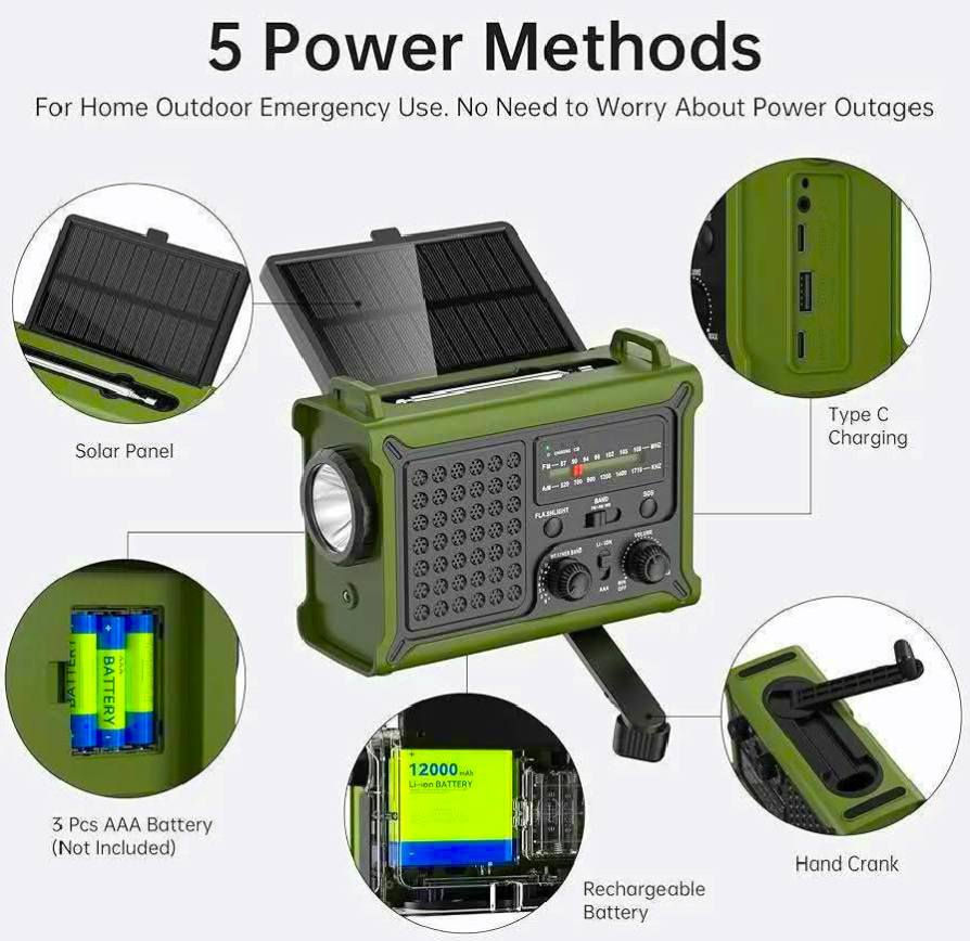 راديو استيراد أوربي خاص
ثلاث موجات FM-MW_WB
موجه طقس
شحن بطاريه ليثيوم قابل للشحن ١٢ الف ملي أمبير
منفذ شحن تايب سي شحن سريع
مخرج منفذ تايب سي
لايت عدد ٢ قوي جدا
يشحن عن طريق طاقه شمسيه
وكرنك يدوي للشحن ايضا 
 يشتغل على باتري حجم صغير عدد ٣
اي استفسار بعد تعليق يوصلك السعر وبالخدمة 🌹 🌹 🌹 🌹 🌹 🌹


**إذا كنت صاحب هذا الإعلان وتريد حذفه لأي سبب، رجاءا أرسل رسالة إلى الدعم الفني**