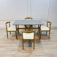 ميز طعام رخام • ٤ كراسي • هيكل حديد