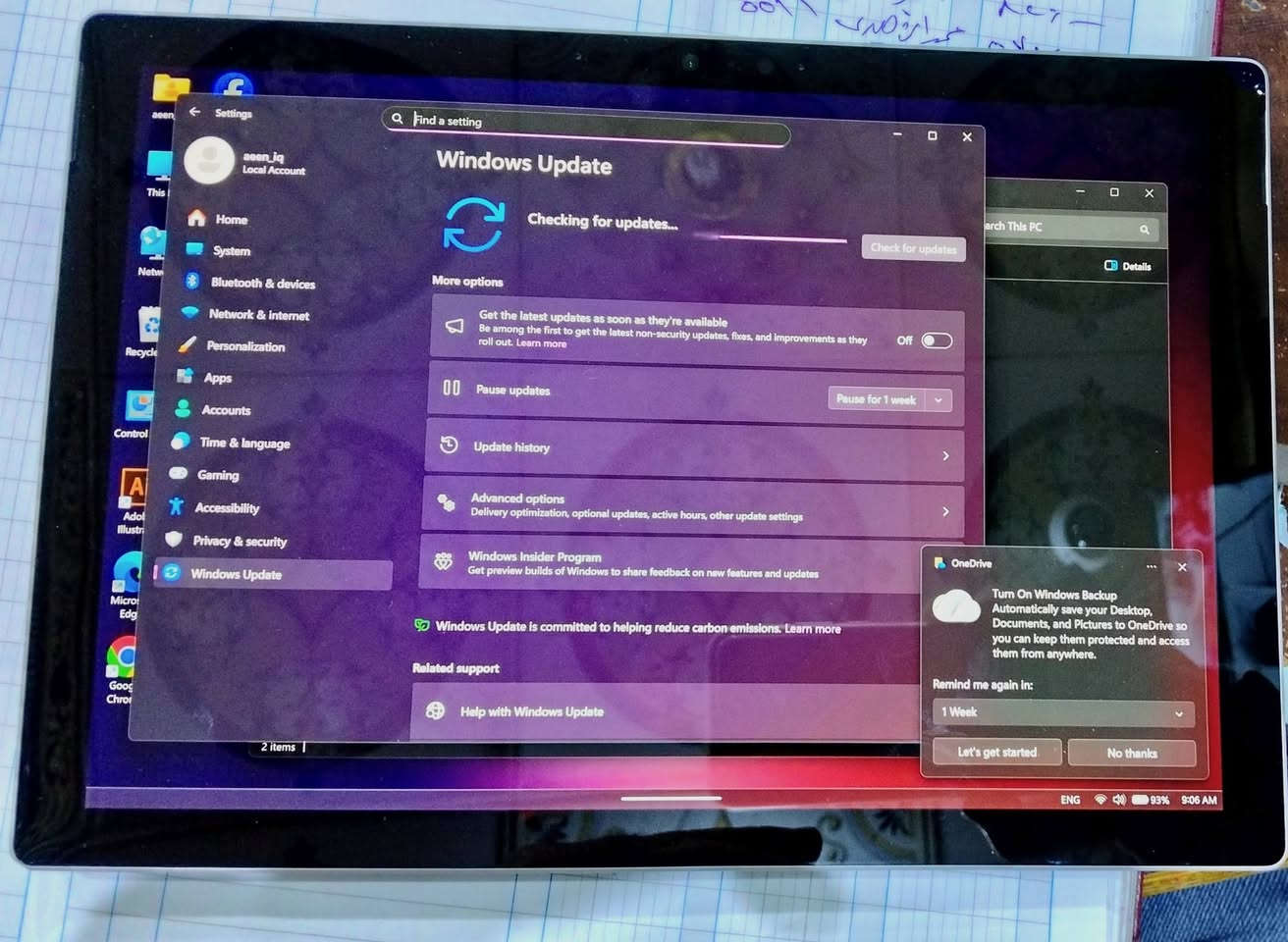 للبيع#
Microsoft Surface 7 Plus (الجهاز مستخدم كلش قليل) 💻
الجهاز غني عن التعريف، أداء جبار ببطارية ممتازة جداً.
المواصفات:

المعالج: Intel core i5 (الجيل 11).
الرام: 8GB.
الهارد: 512GB SSD.
حالة البطارية: 24 دورة شحن فقط (شبه جديد).
الملحقات: الجهاز + الشاحن الأصلي + حقيبة ( بدون كارتون الجهاز )

📍 الموقع: ديالى - بعقوبة.
📞 للتواصل والاستفسار: ***********

تريد صور أكثر للجهاز أو تسأل عن السعر؟ تواصل على الخاص وما نقصر إن شاء الله.
