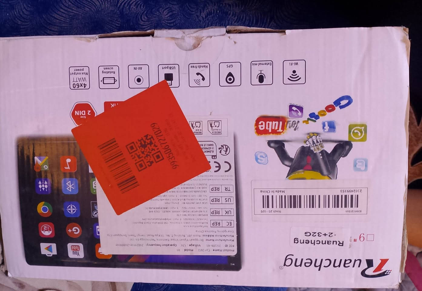السلام عليكم.
هاي *شاشة سيارة اندرويد 2 DIN ماركة Ruancheng* 

*مواصفاتها..

1.  شاشة 2 دين لمس 

2.  بيها Wi-Fi + GPS + بلوتوث + ميرور لينك للجوال 

3.  يوتيوب، خرائط كوكل، راديو، USB، مايك خارجي 

4.  قدرة صوت 4×60 واط


**إذا كنت صاحب هذا الإعلان وتريد حذفه لأي سبب، رجاءا أرسل رسالة إلى الدعم الفني**