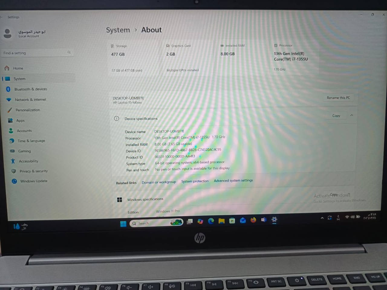 لابتوب hp فول مواصفات نظافة 100٪
وهاي الموصفات ظاهرة كدامكم بالصور 
ملاحظة: يأتي مع كامل ملحقاتة 
(جنطة، ستاند، كيبورد، ماوس، حافظة) 

السعر: مليون وخمسين وبيه مجال

لباقي المعلومات والتواصل على الرقم التالي 

***********
