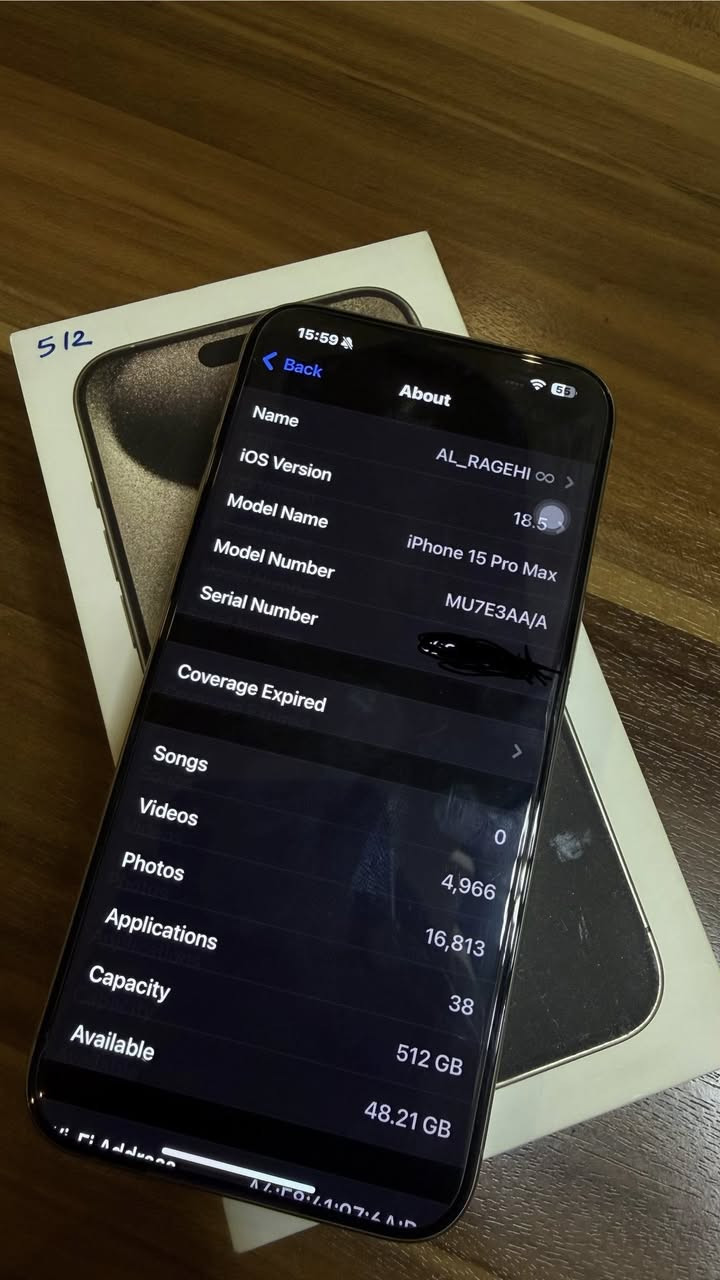 السلام عليكم 
ايفون 15 pro max للبيع 
لون رمادي 
ذاكره 512
بطاريه 86%
عدد الدورات 470
الجهاز اني اخذته جديد فتحته على ايدي وهسه اريد ابيعه صارله عندي سنه ونص بس ما متعبه  
الجهاز عارضه ب مليون و 200 
مكانه بغداد السيديه 
ما متواجد على الفيس الشراي يتصل على هذا الرقم 
***********
