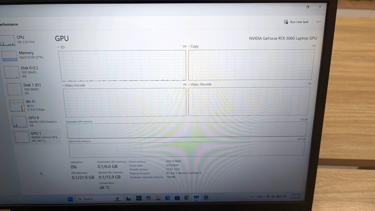 🔥 لابتوب للبيع Acer Nitro 5 AN515-57 

لابتوب قوي جداً للألعاب، التصميم، المونتاج، البرمجة، والأعمال الهندسية. الجهاز بحالة ممتازة وأداء عالي.

📌 المواصفات:

المعالج: 
Intel Core i9-11900H @ 2.50GHz

 كرت الشاشة خارجي:
NVIDIA GeForce RTX 3060 16GB
كرت الشاشة خارجي :
 Intel UHD Graphics 16GB 

 الرام: 32GB DDR4 بسرعة 2933 MT/s

التخزين:
 2 × SSD NVMe 512GB

 الشاشة: 15.6''   fullHD تردد 144Hz

✅ مناسب للألعاب الحديثة والتصميم والمونتاج
✅ سرعة إقلاع وتشغيل عالية جداً
✅ أداء ممتاز مع البرامج الثقيلة
✅ الجهاز نظيف ومستعمل قليل  حدش مابيه 
✅ مع جميع ملحقاته شاحنة و باكيته 

📍 الموقع: الانبار الفلوجة
💰 السعر قفلها مليون دينار عراقي
موجود توصيل 

للاستفسار ***********
