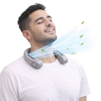 🌬️✨ خـلّي بـرودتك ويـاك ويـن مـا تـروح! مروحة رقبة عملية تلبسها وتستمت...