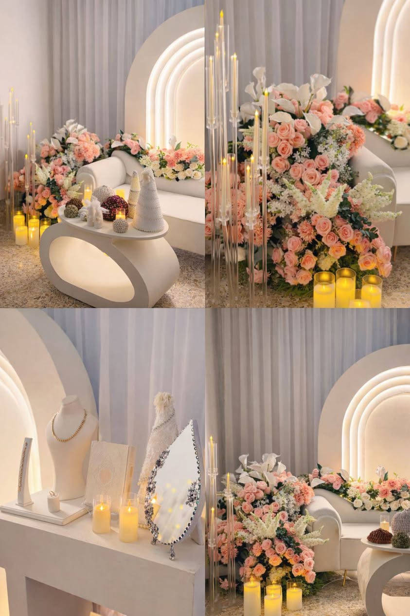 ‏✨ لأن يومك يستحق الأفضل ✨
‏نقدم لك كوشات بتصاميم مميزة
‏تخلي ذكرياتك أجمل 🌸💍
‏📞 للحجز: ***********
