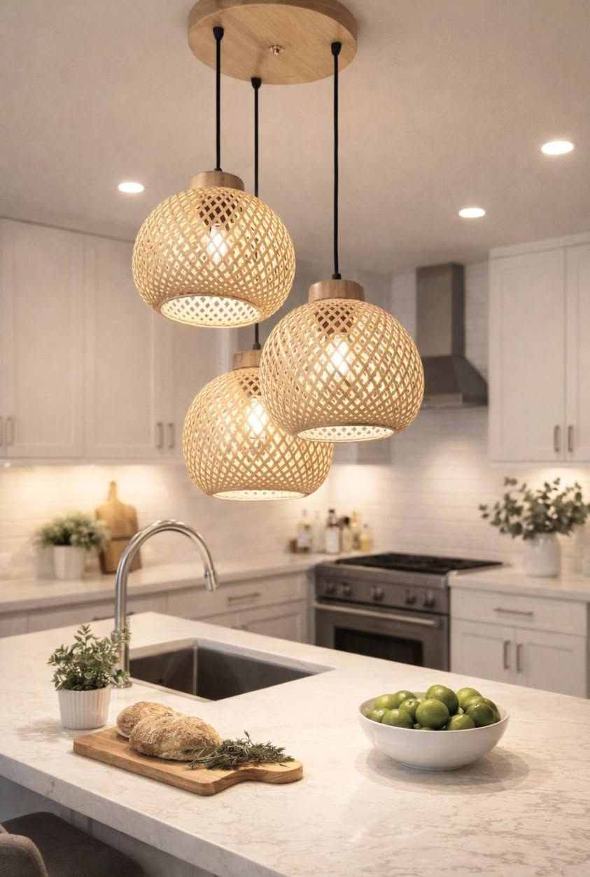 الأناقة تكمن في التفاصيل.. 💡
​هل تبحث عن إضاءة سقف مطبخ أو طاولة الطعام؟
 إليك طقم المعلقات الثلاثي البوهيمي بتصميمه المنسوج الذي يوزع الضوء بطريقة فنية ساحرة على جدران مطبخك.
​📏 ارتفاعات قابلة للتعديل تناسب مساحتك.
​🪵 مصنوعة من مواد صديقة للبيئة وعالية الجودة.
​⚪ تتماشى بشكل مثالي مع الخزائن البيضاء والرخام.
سعر القطعة 50 الف دينار 
لا تتردد بمراسلتنا على رقم الواتساب ***********
نوفر لكم خدمة توصيل لكافة مناطق العراق 
#ثريات_مجالس
#ثريات_مودرن
#خبير_تنسيقات_اضاءة
#تصاميم_منازل_حديثة
#تصميم_داخلي
#دقة_الاختيار
