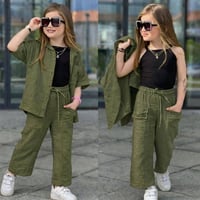 سوت بناتي • قماش لنن • ٤-١٢سنة