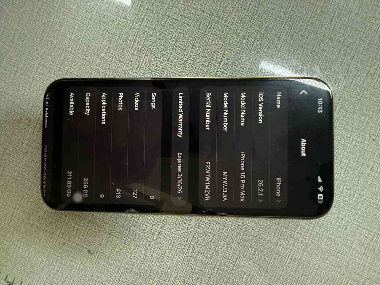 سلام عليكم  16 برو ماكس شرق اوسط ماستر بعده بلضمان بطارية 99 عدد دورات179. بمليون ونص بي مجال قليل   للاستفسار ***********
