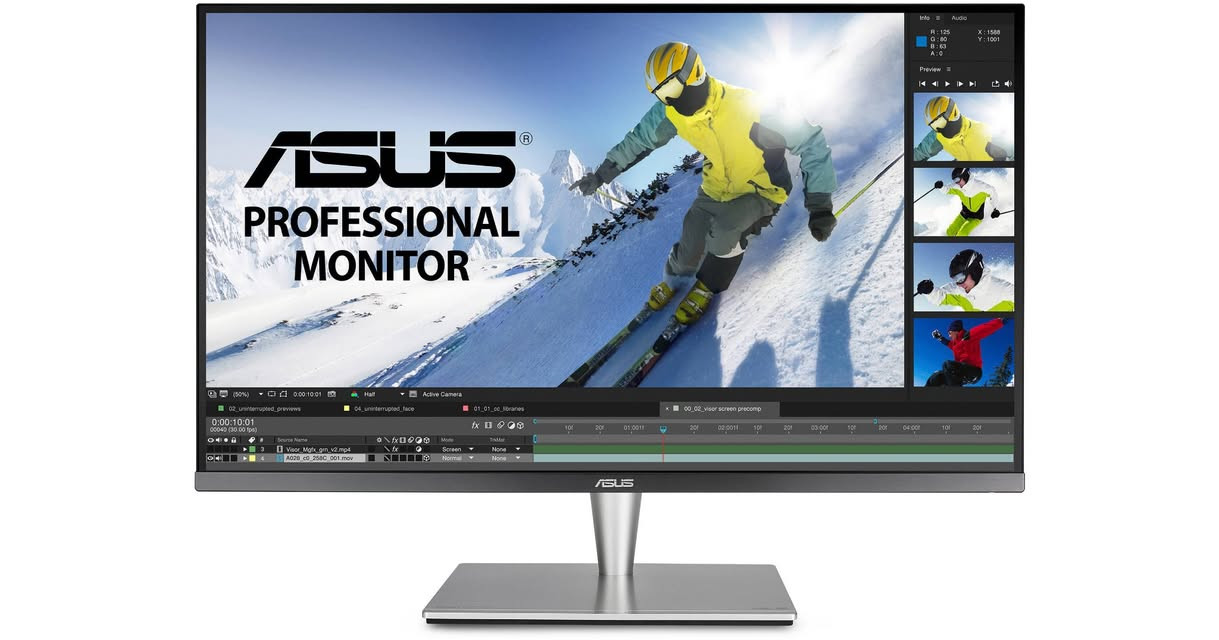 32" In-Plane Switching (IPS) HDR Panel 
 Thunderbolt 3 | DisplayPort | HDMI
 3840 x 2160 @ 60 Hz Native Resolution
 1000:1 Static Contrast Ratio 
 1000 cd/m² Brightness
 Hardware Pre-Calibrated ΔE < 2
 178°/178° Viewing Angles
 5 ms Response Time (GtG)
 Adobe RGB, sRGB, DCI-P3, and Rec. 2020
 Color Gamut :  99.5% Adobe RGB , 95% DCI-P3 , 85% Rec. 2020 , 100% sRGB
 384 Zone Dynamic Local Dimming

السلام عليكم و رحمة الله و بركاته
ASUS ProArt PA32UC 32" شاشة 
لمحترفين المونتاج و التصوير و التصميم 
جديدة نظافة 100 بالمية استعمال( فحص فقط )

 السعر : $1450
وبيها مجال بغداد, العراق


**إذا كنت صاحب هذا الإعلان وتريد حذفه لأي سبب، رجاءا أرسل رسالة إلى الدعم الفني**