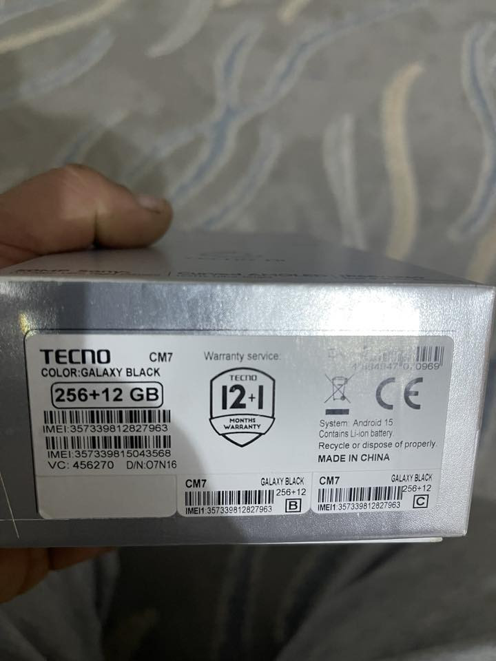 تكنو كامون فايف جي برو رام ٢٤ فقط مفتوح من كارتون ومعرب يعني جديد السعر ٢٨٠ بي مجال حك جيه فقط بيع اتصال ***********
