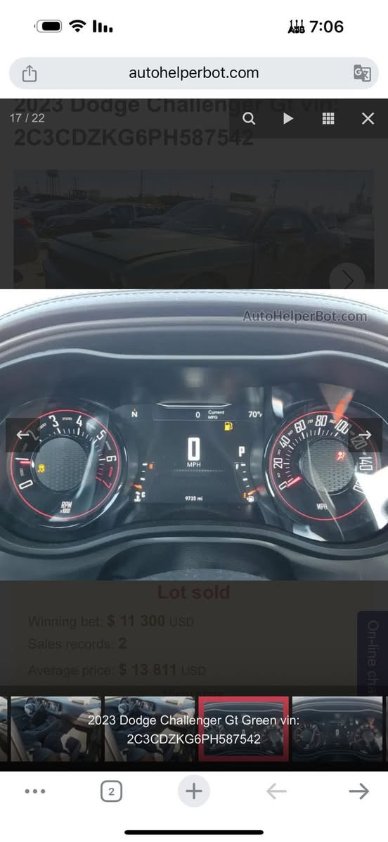 السلام عليكم دوج جالنجر GT
موديل 2023 last call 
ماشية 9000 
مواصفات 
رادارات مراية حساس خلفي 
كشن حار بارد
سستم سماعات ايلباين و هارمن 
داخل جلد وشامواه شفتات ستيرن 
الحادث باب وجاملغ باب مبدل نفس اللون فقط جاملغ خلفي صور الحادث مرفوقة بالمنشور بيع او مراوس حسب القناعة بدون رقم السيارة
المكان: الكرادة 
رقم التلفون: ***********
موجود واتساب
