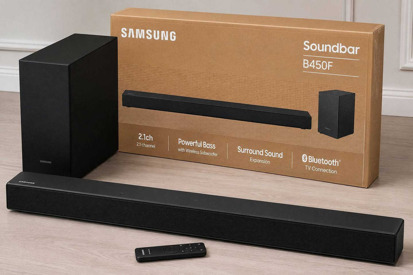 للبيع: Samsung Soundbar B450F جديد (غير مستخدم)  
الصنع فيتنامي 

🔊 Samsung Soundbar B450F – 2.1 Channel مع Subwoofer لاسلكي

* الحالة: جديد بالكرتون
* الموديل: B450F
* صوت قوي ونقي مع Bass عميق.
* يدعم Bluetooth للاتصال اللاسلكي.
* مناسب للتلفزيونات والأفلام والألعاب والموسيقى.
* يأتي مع Subwoofer لاسلكي لجهير قوي.

💰 السعر المطلوب: 250,000 دينار عراقي 

📍 الموقع: بغداد  الكرادة

للاستفسار أو الشراء، يرجى التواصل ***********
