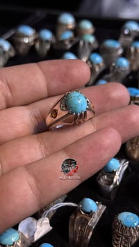 فيروز نيشابوري شجري صياغة يدوية ثقيلة تطعيم سترين مقاس "21"07719848426