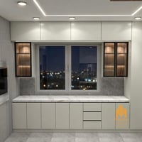 ⁨	أحد أعمالنا تصميم داخلي ( interior design for kitchen ) لأحد الزبائن...