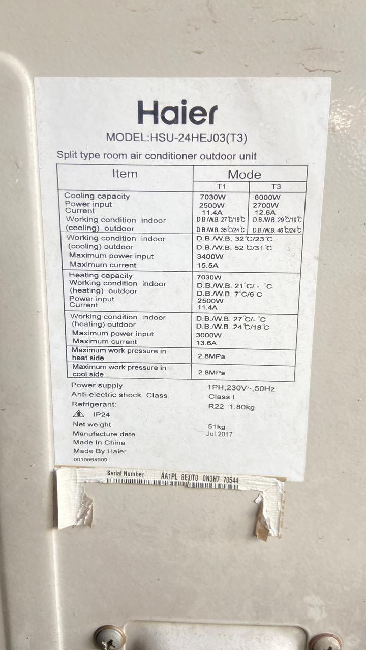 سلام عليكم
سبلت HAIER ❄️.             

2 طــن 
سبـلت كـامل من جميـع الملحقـات 
R22  فـول   عـادي ليس انڤيـرتر 🔴
نضـيف مـال بيت 🏠 
السبـلت مابـي اي نقـص نـضيف 100‎%‎ 
السـعر - 450 بـي مجال 💵💵
المـوقـع 📍
الـگرادة -داخل  
هـاتف ☎️. ***********
