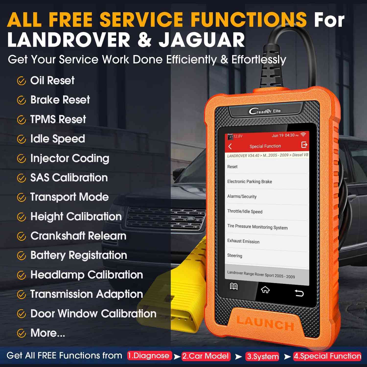 Launch Creader Elite. يتميز هذا الجهاز بالعديد من الخصائص المتقدمة التي تخدم فنيي السيارات وأصحاب الورش:
تشخيص الأنظمة الكاملة: يمكنه الوصول إلى جميع وحدات التحكم الإلكترونية (ECUs) في السيارة تقريبًا، بما في ذلك أنظمة المحرك، وناقل الحركة، وABS، والوسائد الهوائية، وأنظمة مراقبة ضغط الإطارات، والمزيد، لقراءة ومسح رموز الأعطال وعرض البيانات الحية.
تحكم ثنائي الاتجاه (اختبار نشط): تتيح هذه الوظيفة إرسال أوامر إلى مكونات معينة في السيارة (مثل المراوح، المضخات، النوافذ) لاختبار حالتها الوظيفية وتحديد مكان العطل بدقة وسرعة.
وظائف إعادة الضبط والخدمة: يوفر الجهاز أكثر من 31 وظيفة خدمة شائعة، مثل إعادة ضبط الزيت، ونزيف الفرامل بنظام ABS، وتسجيل البطارية الجديدة، ومطابقة نظام منع الحركة (IMMO) البسيط، وإعادة تعلم خلوص صمام الاختناق (Throttle adaptation)، وغيرها.
ترميز وحدة التحكم الإلكترونية (ECU Coding): يسمح بإعادة برمجة البيانات التكيفية للمكونات بعد الإصلاح أو الاستبدال، وتفعيل الميزات المخفية أو تعطيل الوظائف المزعجة في بعض طرازات السيارات (مثل BMW، Mercedes، Audi، VW).
اتصال Wi-Fi وتحديثات مجانية مدى الحياة: يدعم الجهاز الاتصال بشبكة Wi-Fi لتحديث البرامج بنقرة واحدة والحصول على أحدث تغطية للمركبات والميزات دون الحاجة إلى رسوم اشتراك سنوية لمعظم الوظائف الأساسية سعر 125 

***********
