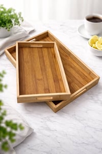 صواني خيزران • قطعتين • خفيف وسهل الحمل