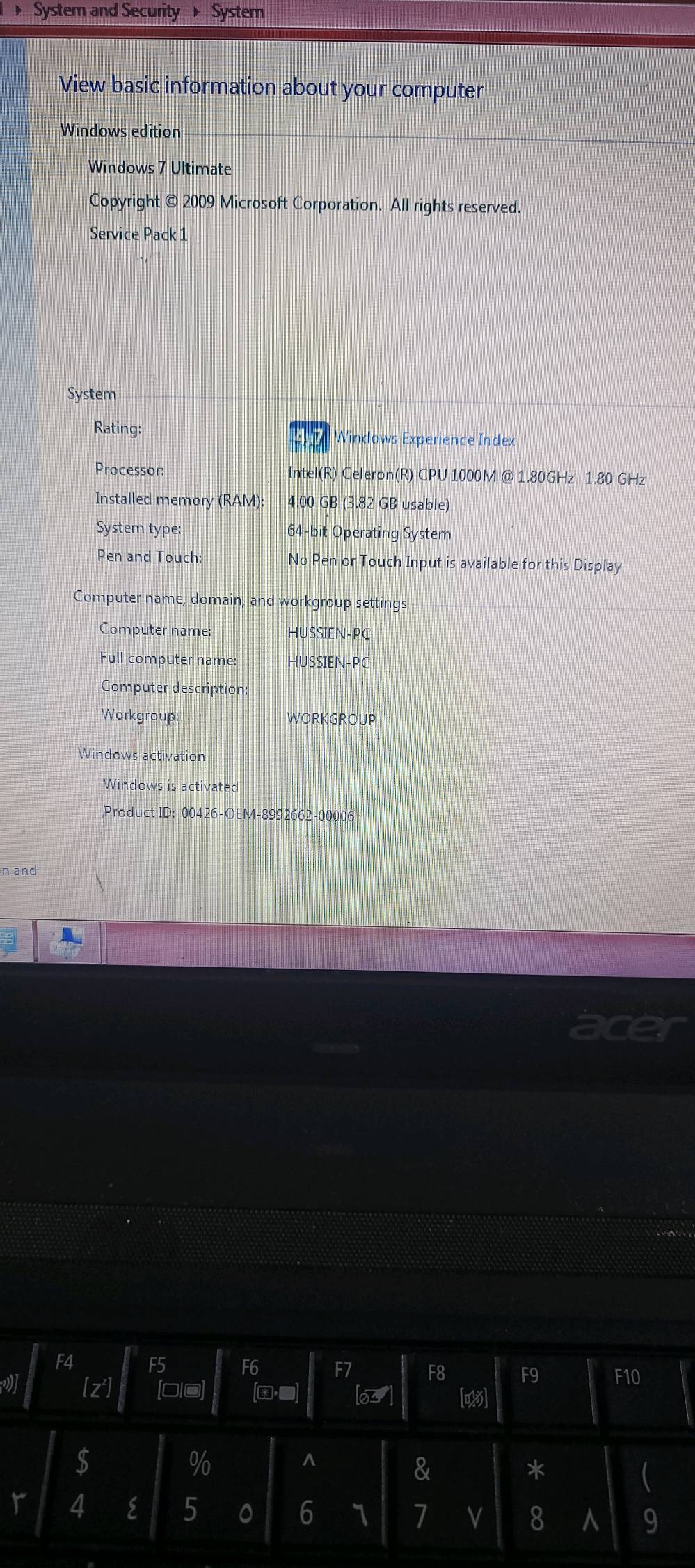 لابتوب ايسر نضيف