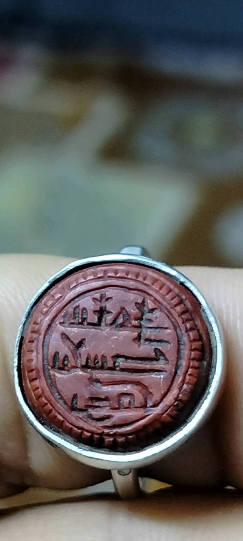  خاتم صفوي تراثي قديم مخطوط كوفي عكسي 