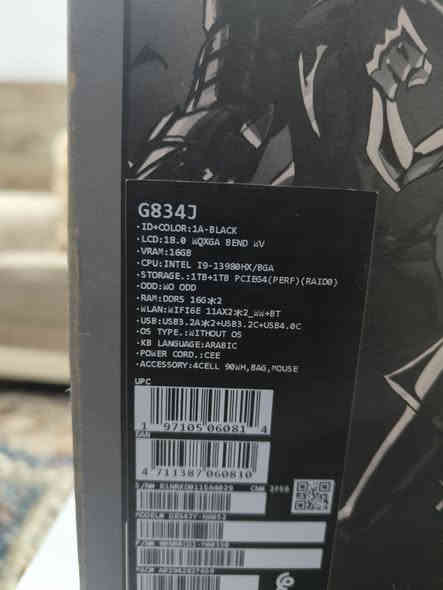 سلام عليكم احبتي الوحش للبيع لابتوب لاصحاب المونتاج الثقيله والكيمنك 
ROG STRIX SCAR 18
RTX 4090 16G
كور i9 جيل 13 
هارد m.2  2tB سرعه نقل فائقه 
رام 32 
شاشه حجم 18 QHD 2K 240H
شاحنه 330 واط 
ملحقات كامله لابتوب جدأ نضيف  
تحب تفاصل اكثر موجود على اليوتيوب 
السعر 3 مليون و100 
وشكرأ
*********** كربلاء
