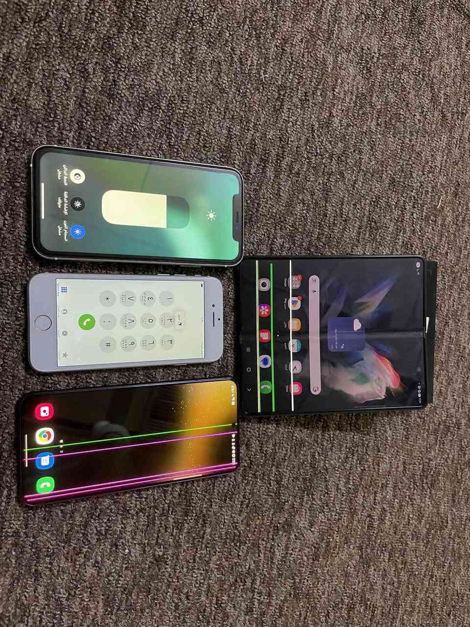 سلام عليكم 
ايفون اكس ار محور ١٥ برو 
عيوب 
بصمه وجه متوقف وصوت يشكل مرا يشتغل مرا مايشتغل والكامره الخلفيه متوقف  ذ٦٤ سيمكارت كلشي شغال شاشا مبدل فول بدون مسج وثلاث خيارات سعر فقط ١٠٠ الف 

ايفون ٨ الصغير محور  se3
ذ٦٤ بطاريه ٧٩
بس بصمه سريع سعر ٦٥ الف فقط 

سامسونج اس ٢٢ بلس كبس ما مفتوح بس سيمكارت أوربي يعني واكف سعر ١٤٥ الف 

زد فيلد سعر ١٤٠ الف 
بس شاشا صغير واكف شاشا ايباد شغال لمس كلشي مضبوط سيمكارتين

تواصل حصرا واتساب غير مكان ما جاوب 
***********
