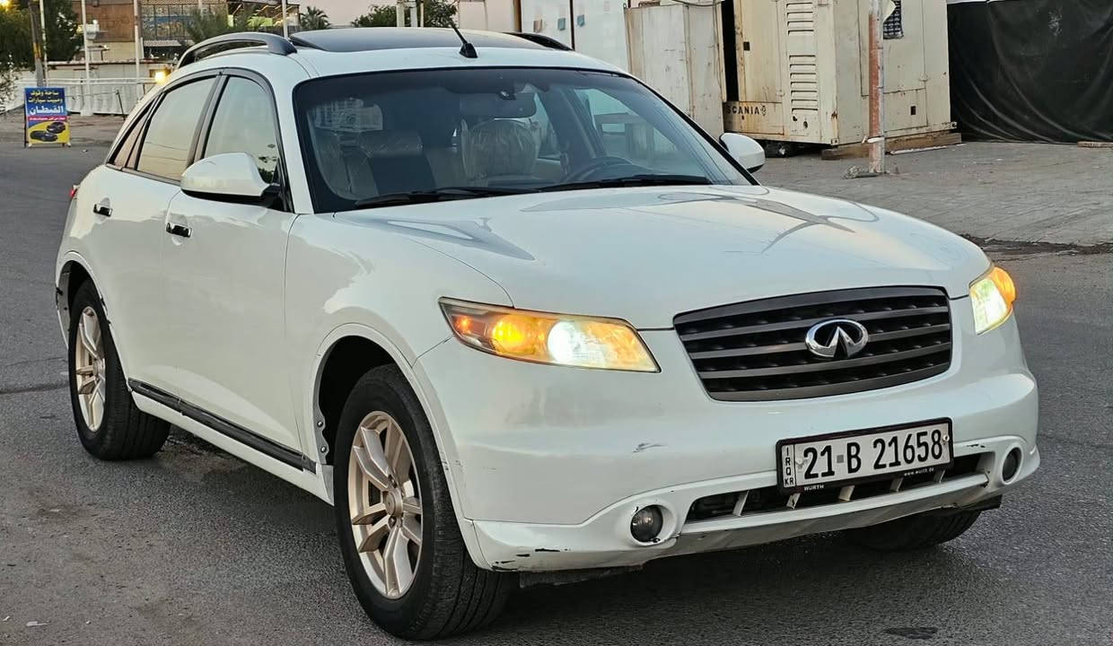 السلام عليكم ورحمة الله
انفنتي FX35  موديل 2008  للبيع 
- محرك 3.5  بحالة جيدة 6 سلندر 
- رقم سليمانية سنوية باسمي 
- كلشي بالسيارة شغال تبريد تدفئة كهربائيات باتري جديد صدرها جيد .
السعر / ٨٢
العنوان بغداد/ شارع حيفا /***********
خاص مموجود
