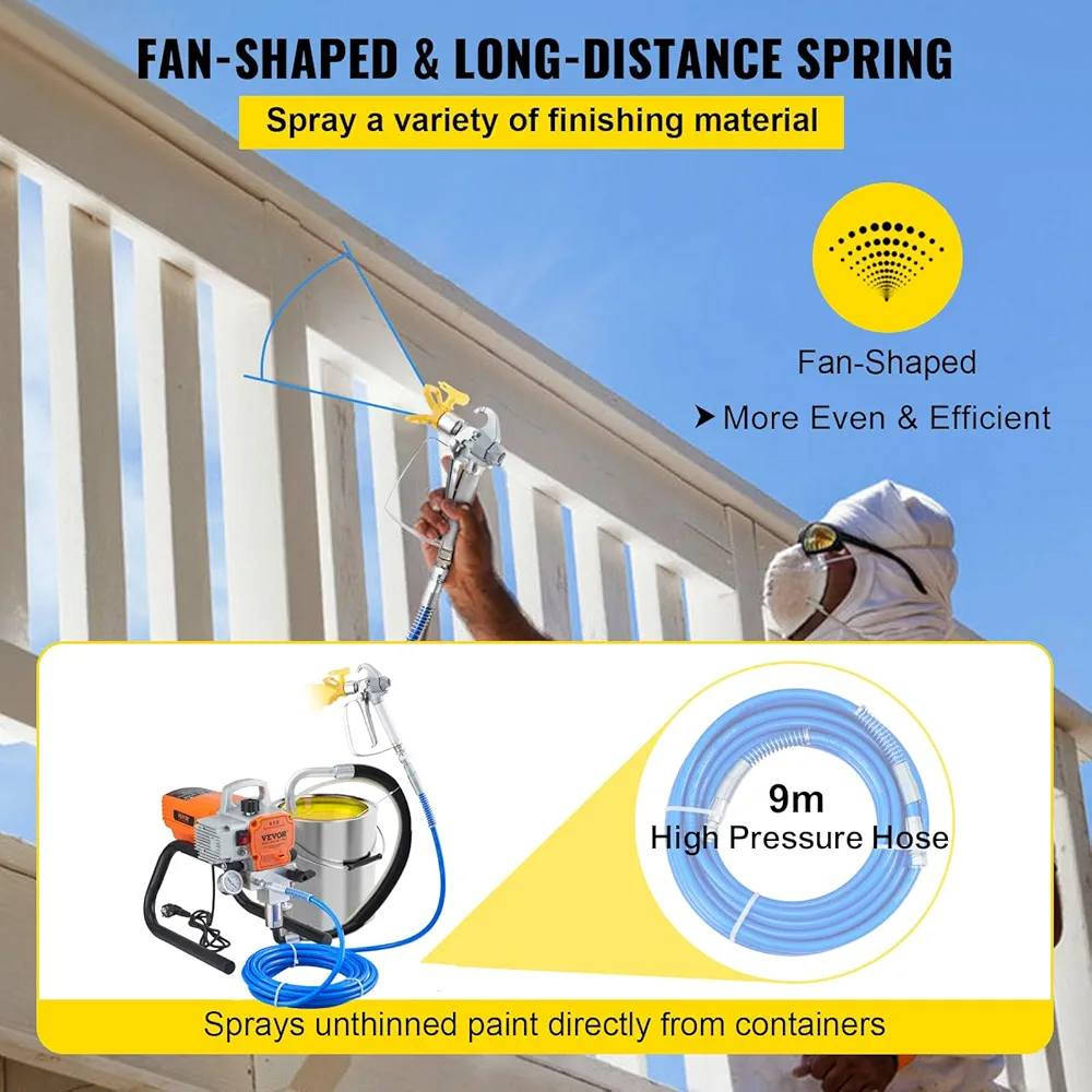 هذا الجهاز هو عبارة عن بخاخ طلاء بدون هواء (Airless Sprayer) من ماركة VEVOR، طراز GD-450.المواصفات الفنية: يعمل الجهاز بمحرك بقوة تتراوح بين 1500 واط و 1800 واط، ويصل أقصى ضغط له إلى 3000 رطل لكل بوصة مربعة (PSI).الأداء: يتميز بمعدل تدفق يبلغ 1.8 لتر في الدقيقة، مما يجعله مناسباً للمشاريع الكبيرة والأسطح المختلفة مثل الجدران والأسقف.المميزات: يتيح الجهاز طلاءً ناعماً ومتساوياً دون ترك علامات فرشاة، ويأتي بتصميم قابل للفصل لتسهيل عملية التنظيف

سعر.350 الف 
عنوان بغداد حي الأطباء خدمي مطار بغداد الدولي 
رقم الهاتف ***********
