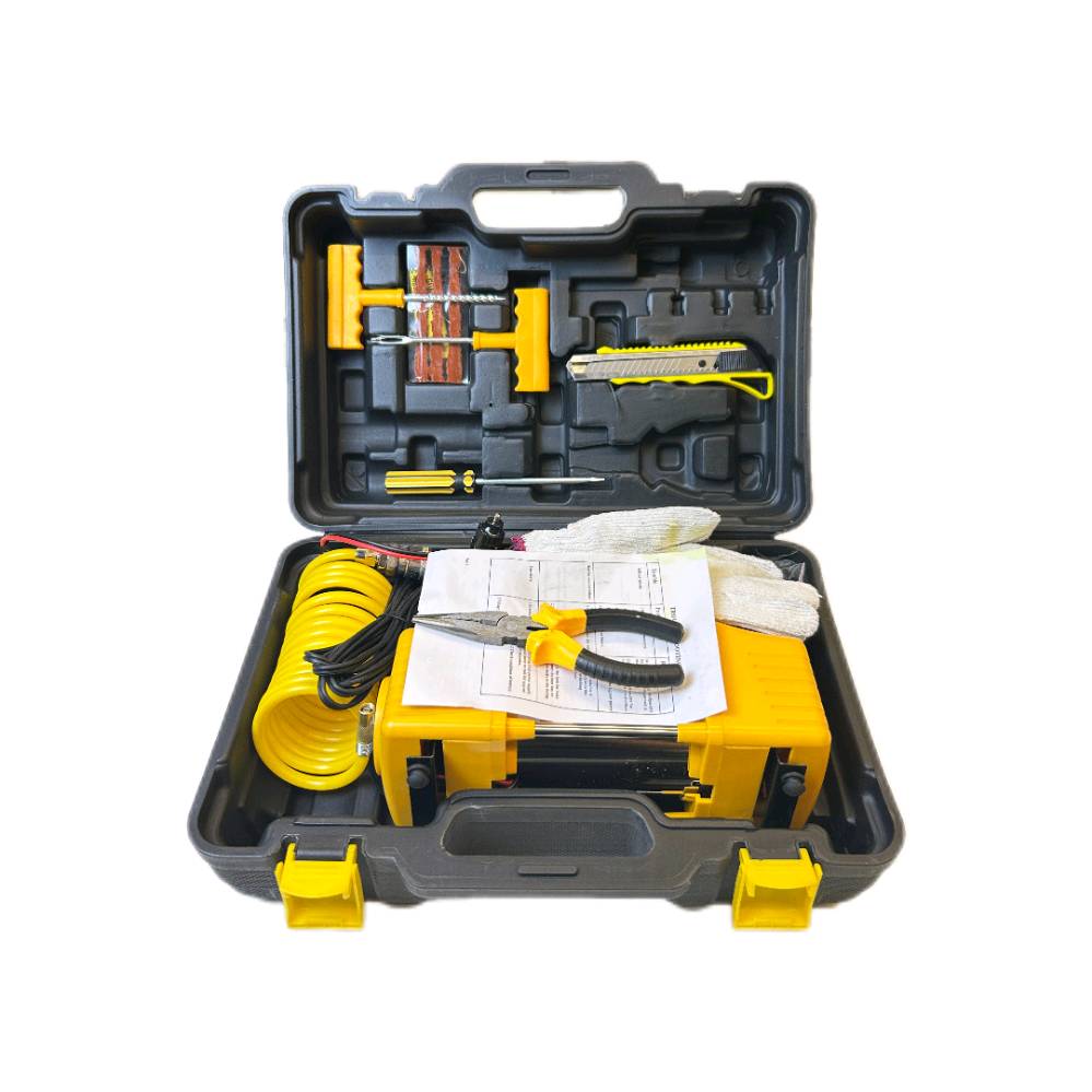 طقم تصليح إطارات ومنفاخ هواء 🔧🚗💨
السعر 45000 دينار فقط — والتوصيل مجاني
التواصل على الواتساب كتابيًا فقط
اشتري الآن قبل نفاد الكمية! ⚡🔥

إذا تحب تكون مطمئن بكل مشاويرك، فهذا الطقم راح يكون الرفيق المثالي بالطريق. عدة متكاملة للطوارئ، تجمع بين القوة والعملية، ومصممة حتى تتعامل ويّاك بأصعب المواقف بثقة واحتراف.

✨ شنو يوفرلك هالطقم؟

🔹 منفاخ هواء قوي جداً
منفاخ مزدوج الاسطوانة بقطر 30 ملم، يضخ هواء بسرعة عالية ويوصل لحد 150 PSI، يعني ينفخ الإطار بزمن قياسي حتى لو كنت بنص الطريق.

🔹 عدة أدوات كاملة ومجهزة
كلشي تحتاجه لإصلاح الإطار موجود بالحقيبة:
• 3 فوهات نفخ
• سكين
• 2 مفكات
• كماشة
• أداتين لتصليح الإطار
• أنبوب غراء
• 3 شرائط سد
• زوج قفازات حماية
يعني ما تبقى واقف تنتظر أحد، عندك كل الأدوات بإيدك!

🔹 عداد ضغط ميكانيكي دقيق
حتى تتأكد من مستوى ضغط الإطار بدون تخمين.

🔹 تصميم محمول وعملي
حجم مناسب يخليك تخليه بسيارتك بكل سهولة، وتكون جاهز لأي طارئ بأي وقت.

⚙️ المواصفات:
• الطاقة: 12 فولت
• الضغط الأقصى: 150 PSI
• الاستخدام: سيارات، دراجات، كرات، معدات قابلة للنفخ

💥 منتج عملي، قوي، ومثالي لكل سائق يحب يكون مُستعد.
اشتري الآن قبل نفاد الكمية! 🔥🚗💨