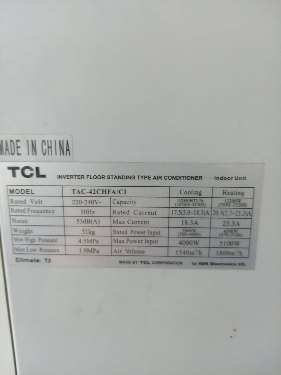 اسلام عليكم سبلت 3 طن وثلث انفيرتر تحكم انبيريه يشتغل عله المولد TCL
سعره مليون و100 جديد أمانة الله ***********
