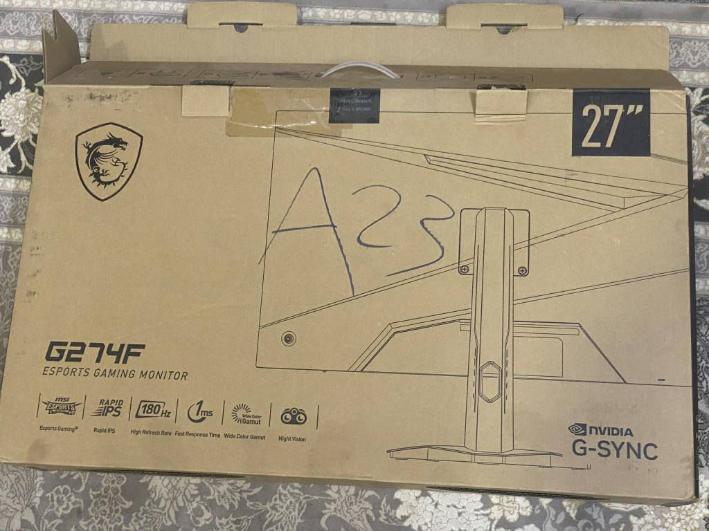 CPU i5 10400f
16 gb 3600mhz RGB
RTX 3060 12GB
256 GB NVM 1TB HDD
H510
AIR COOLER
600 WAT 
4X FAN
*********** 
ERBIL 
MSI 
180hz
G274f أربيل, العراق
