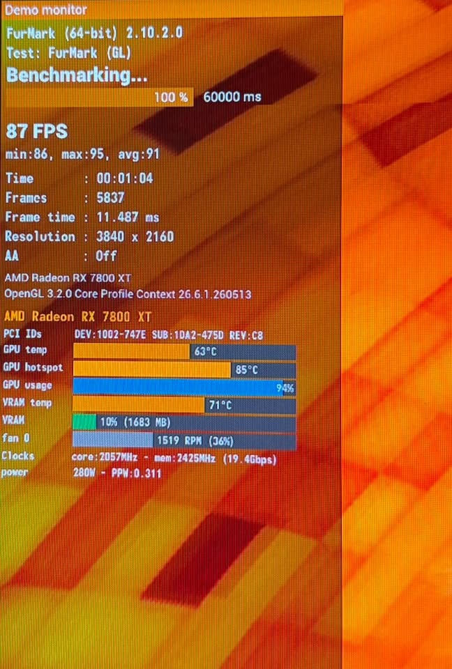 السلام عليكم
كـارت شاشة Rx7800xt Sapphire Pulse 16GB

استعمال 4 اشهر فترات متقطعة كارت نظيف وراقي وموضوح بالصور بنشمارك وفحص لأداء الكارت ع دقة الـ2k والـ4k برنامج furmark 

كامل ملحقات وياه سعره 675 الف وبي نهايته قفل 🔒 🔒 🔒 

"للعلم الكارت مو مجدد ولا مفتوح"

بغداد الاعظمية فرع مركز شرطة الاعظمية توصيل ماعندي

واتس***********
