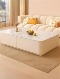 طبلة وسطية • خشب أبيض • ادراج تخزين