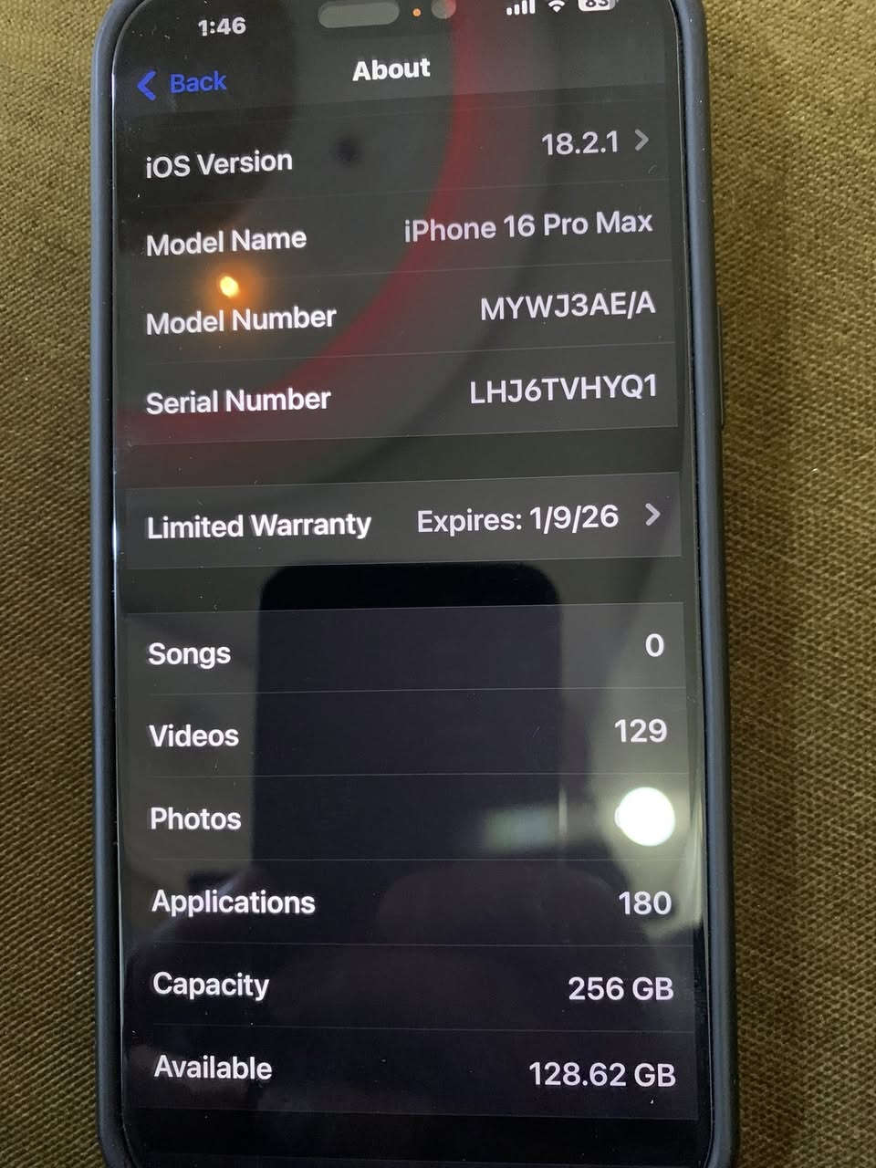ايفون ١٦ برو ماكس لون صحراوي ذاكرة ٢٥٦ ..تك سيم شرق اوسط.. الجهاز كانه ما مستخدم..السعر ١,٤٠٠ قفل ما عندي توصيل اي استفسار خاص او واتس اب ***********
