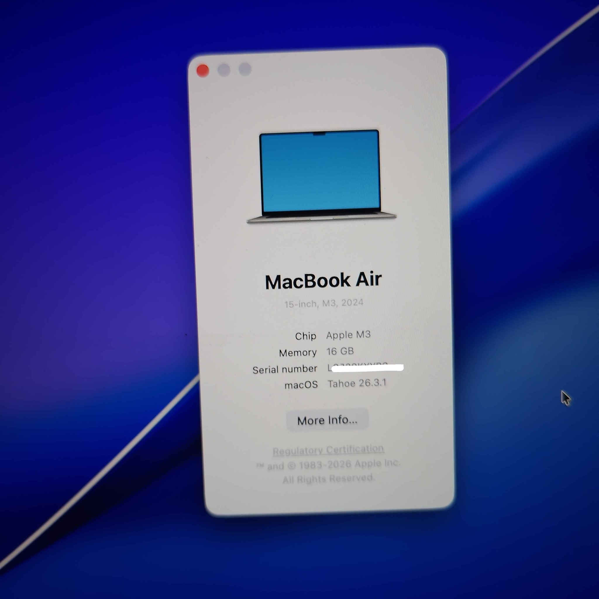 Macbook Air M3 - 15inch - 512G - 16G
ماك بوك نسخة ام 3 وحجم شاشة كبير 15 انج والرام 16 كيكا والهارد 512 كيكا ، الابتوب كلش نضيف نسبة البطارية 95% وكالة وضمان ماستر كروب كل محتوياته وغراضه وياه

العنوان : بغداد - الشعب 
رقم الهاتف : ***********
السعر : 1,500,000 قفل بغداد, العراق
