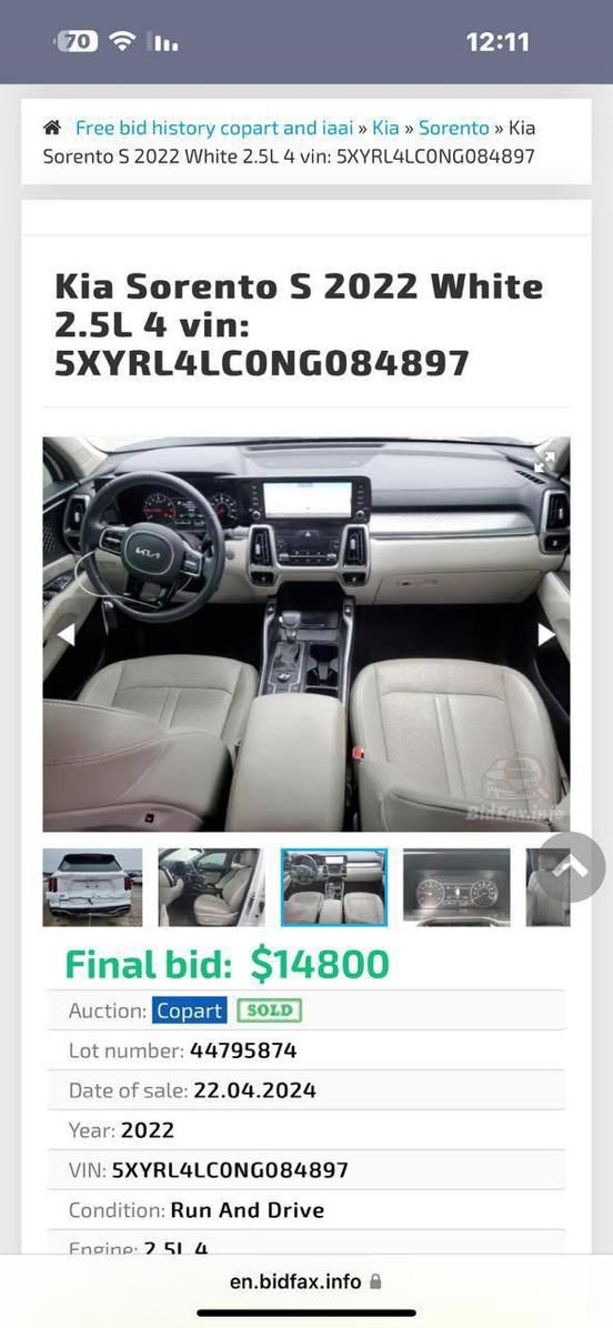 سورنتو 2022 وارد امريكي رقم اربيل
🔴بانوراما سقف                        
🔴تشغيل عن بعد دخول ذكي     
🔴بصمه 
🔴لايت عدسه زنون عالي ناصي بلادي 
🔴لدات 
🔴صندوك ذكي وكهرباء 
🔴7 راكب 
🔴شاشه جبيرة كامرة 
🔴 
🔴 فول رادارات امامي خلفي جانبي 
🔴ويل كب 
🔴 سايد بريك اوتو 
🔴اوتو ستوب 
🔴
🔴اربع انظمه قيادة 
🔴محرك 4 سلندر 
🔴بعد بيها هوايه مواصفات 
🔴بريك ذاتي خلفي
🔴 بريك ذاتي امامي
حادثهه صندوق خلفي كما موضح بالصور
مكان السيارة بغداد رقم ***********
السعر 25 وبيه ومجال
