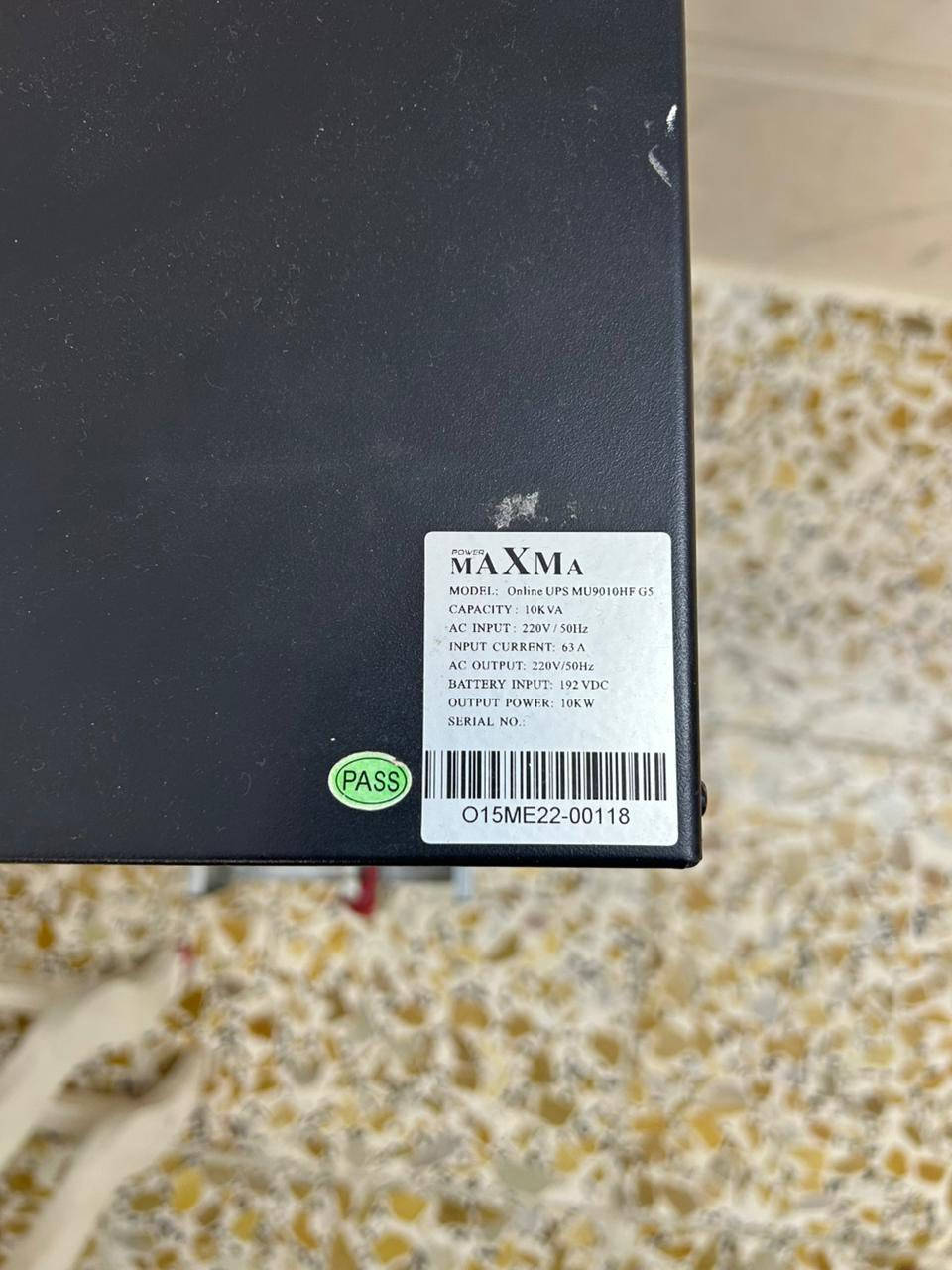 عاكسة طاقة شركة MAXMA
شغالة بس بطارياتها گاعدات تشغل بطاقة 63 A
مكان بغداد حي اور 
الرقم ***********
