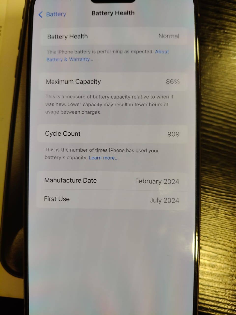 ايفون 15برو ماكس شرق اوسط
نسبه البطاريه 86% ذاكره 256
الجهاز نظيف بدون تصليح او تبديل 
وياه كارتونه وكفر اصلي وكيبل شحن اصلي
بصره ابي الخصيب 
السعر 1025000
***********
