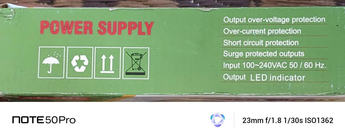 مزود طاقة (Power Supply) من طراز S-360-12
يوفر خرج تيار مستمر (DC) بقدرة 12 فولت وشدة 30 أمبير، بإجمالي قدرة 360 واط.

يعمل بجهد دخل تيار متردد (AC) قابل للتعديل بين 110 فولت أو 220 فولت.

يستخدم عادةً لتشغيل شرائط إضاءة LED، وأنظمة المراقبة، ومشروعات الكمبيوتر. السعر [25]


**إذا كنت صاحب هذا الإعلان وتريد حذفه لأي سبب، رجاءا أرسل رسالة إلى الدعم الفني**