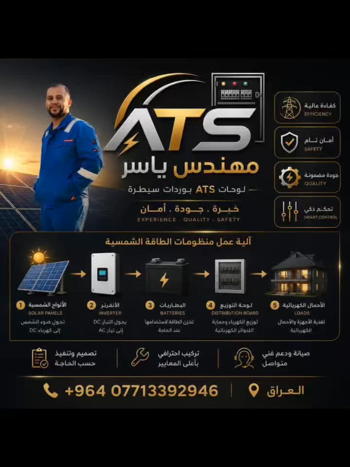 عمل جميع بوردات السيطرة ATS حسب طلب الزبون ومنظومات الطاقة الشمسية .. 📍بابل
مهندس ياسر
رقم الهاتف( ‭(***********‬
